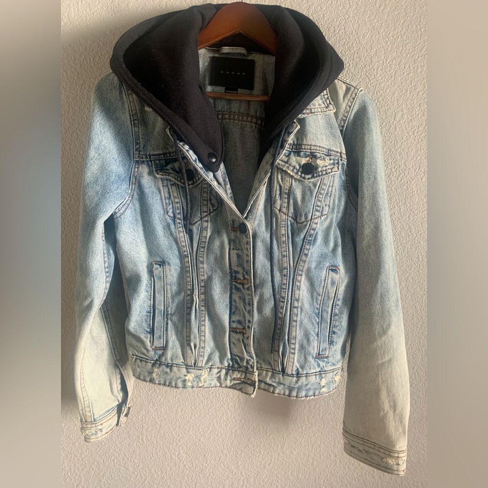 Blank NYC Denim Jacket with Hood